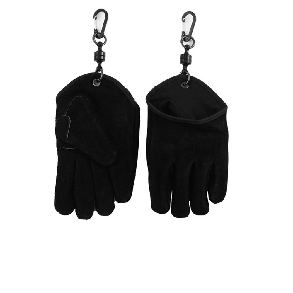 Guanti da campeggio ignifughi in pelle antiscottatura, resistenti al calore, con fibbia magnetica a sgancio rapido, ideali per picnic, falò e barbecue, neri, 23,5 cm.