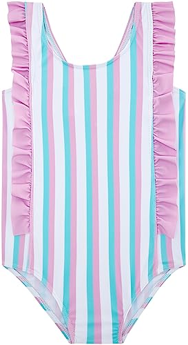 Image of RAISEVERN Baby Girls Swimsuit Ruffles Bathing Suits Cute Beach Sport Swimming Backless Summer One Piece Swimwear 2-7 Years