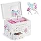 Lolalet Mädchen Schmuckkästchen, Holzschmuck Organizer mit Einhorn, Schmuckkasten für Halskette Ohrringe Armband Uhr Lippenstift Ring -Weiß