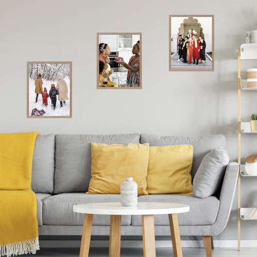 Image of JCJMY 14x19 Picture Frame for Poster Photo Picture, Horizontal and Vertical Formats for Wall Hanging, 14 x 19 Wall Gallery Poster Photo Frame with Shatter Resistant Plexiglass, Rustic Brown