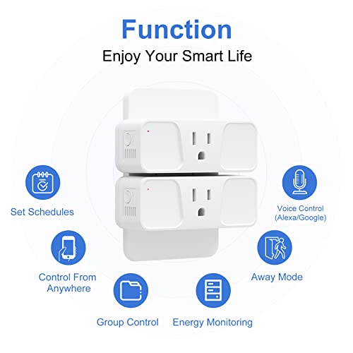 Image of Smart Plug, 2 Pack Milfra 2.4GHz WiFi Smart Plug Smart Home Wi-Fi Outlet Compatible with Alexa Google Assistant