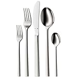 WMF Sonic Edelstahl Besteck Set 6 Personen, Essbesteck Set 30 teilig, Hohlheftmesser, Cromargan protect poliert, kratzbeständig, spülmaschinenfest