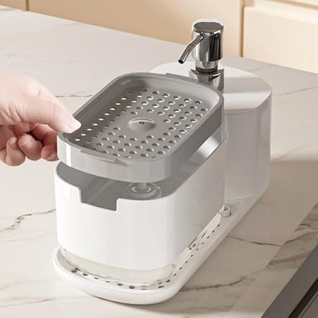 Kitchen Caddy Organizer - Multi-Purpose Sink Storage Rack, Bathroom Soap and Sponge Holder | Dispenser Bottle Stand, Space-Saving Organizer for Kitchen Counter, Shower and Cleaning