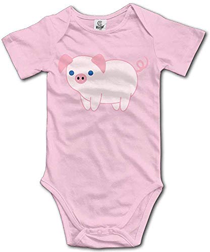 Image of Cute Cartoon Pig Boutique Baby Bodysuit Onesie Short Sleeve Pink
