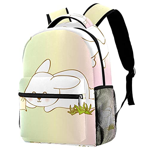 Sac à dos de voyage campus lapin carotte blanche pour filles garçons avec porte-bouteille