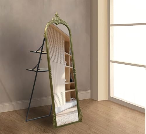 Image of Full Length Mirror with Ornate Frame Tall Standing Floor Mirror for Bedroom, Dressing Room & Living Room (Glam Gold (with Stand))