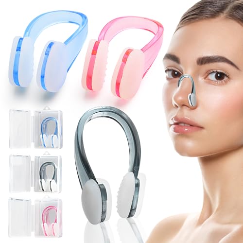UKOFEW 3PCS Pinzas de Nariz para Natación, Clips de Nariz para Nadar, Pinza Nariz Natación Adulto Niños para Niños Adultos Principiantes (3 Colores)