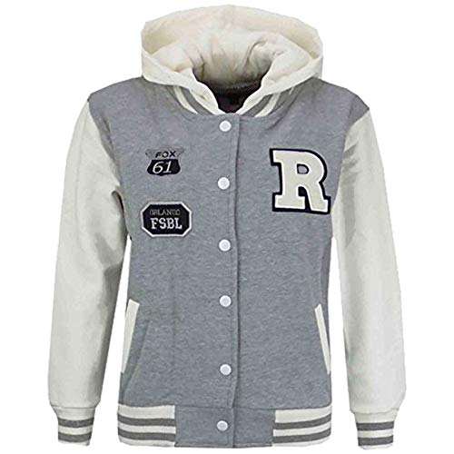 Manteaux de baseball gris pour fille garçon haut à capuche de 2 à 13 ans