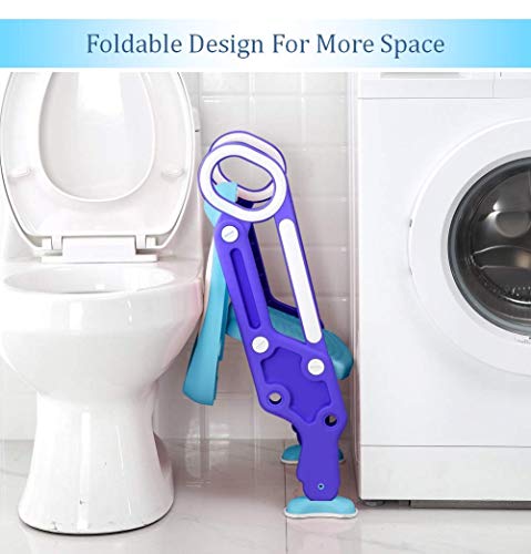 Potty Training Seat Toilet Ladder for Toddler Boys Girls,Adjustable Kids Toilet Training Seat-Blue