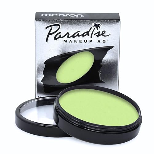 Image of Mehron Makeup Paradise Makeup AQ Pro Size | Stage & Screen Performance, Face & Body Painting, Beauty, Cosplay, and Halloween | Water Activated Face Paint, Body Paint 1.4 oz (40 g) - Pastel Green