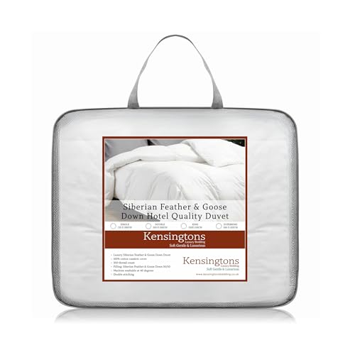 KENSINGTONS LUXURY BEDDING Edredones de calidad prémium de 4,5 tog (plumas de ganso siberiano y plumón, tamaño individual, 4,5 + 10,5 = 15 tog para todas las estaciones)