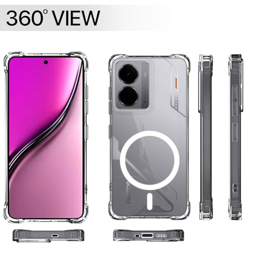 Image of Pikkme Back Cover for Realme P3 5G Mag-Safe Shockproof PC + TPU | Protective Case Magnetic Support | Bumper Case (Transparent Mag-Safe)
