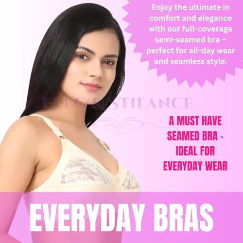 Image of ELEG & STILANCE Women's Cotton Plus Size Minimizer Bra Non-Padded Big Bust Support with Adjustable Straps Soft & Comfortable Everyday Bra