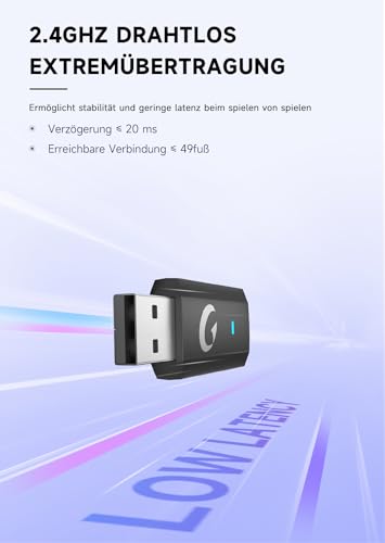 Wireless Gaming Headset, 2.4GHz USB Gaming Headphones Wireless for PC, PS5, PS4, Switch, Headset with Microphone, Bluetooth 5.2 Gaming Headset for Laptop, Computer, Wired Headset Mode for Xbox Series – Bild 4