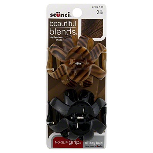 Scunci No Slip Grip Beautiful Blends Jaw Clips, Assorted Colors, 2 clips