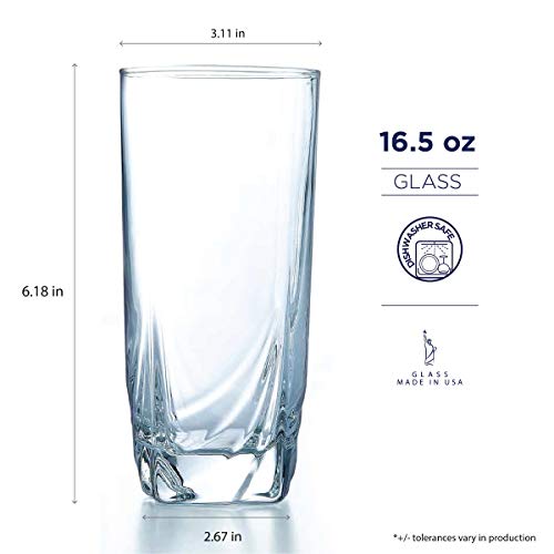 Luminarc 16 Piece Ascot Tumbler Set, 8-16.5 Ounce Coolers & 8-13 Ounce Double Old Fashioned Glasses, Mixed, Clear #TOP7
