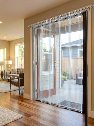 Image of Zyraan Clear Transparent PVC Plastic AC Curtain 0.20 mm Thick | Flexible Door Air Conditioner Curtain | Dust & Air Blocking, Energy Saving | 8 ft x 4.5 ft | Pack of 2