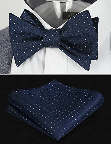 Image of Alizeal Mens 2pcs Solid Self-tied Bow Tie Set | Alizeal Mens 2pcs Self-tied Solid /Animal Bow Tie and Pocket Square Set Perfect for Wedding Business Formal Events