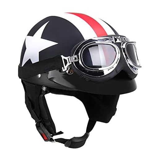 GoolRC Casco de Moto Medio Abierto con Gafas Visor Bufanda Casco de Motociclista Scooter Touring