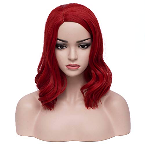 BERON Women's Short Red Curly Wig Halloween Cosplay Wig Daily Use Bob Costume Wig (Red)