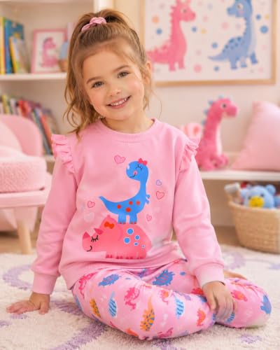 Image of Girls 2 Piece Outfits Toddler Girls Leopard Print T-Shirt and Leggings Set School Outfits Girl Clothes Fall Sets