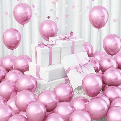 Image of Chrome Balloons, 30 pcs Pink Chrome Metallic Balloons for Birthday Decorations, Anniversary, Engagement, Wedding Decorations, Baby Shower, Festival Party Decorations (30 Pcs, Pink Ch)