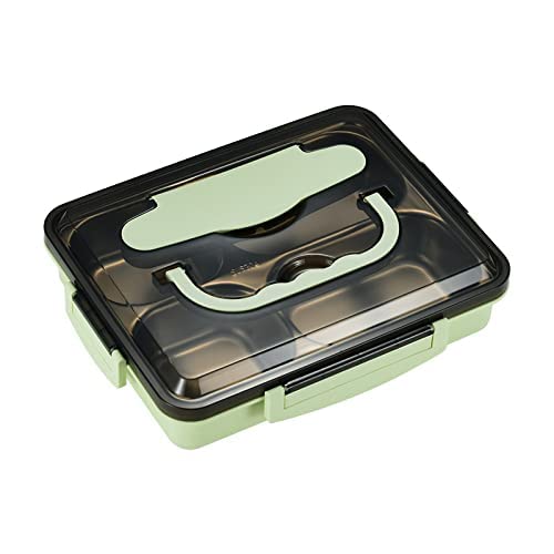 TONSYL Stainless Steel Leak Proof 4 Compartment Lunch Box Bento Box for Adults & Kids Tiffin Box Reusable Freezer Safe Durable BPA-Free Food Containers Food Storage Box Insulated Bento Lunch Box