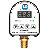 GamaTech Pressure Switch for Water Pump and Air Pump, Digital Adjustable Pressure Controller, 110V, 0-145 Psi, 1/2' Male Npt