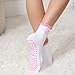 Puedizux Women Cute Pilates Socks Grip Crew Yoga Socks Ruffle Cuff Embroidery Pattern Workout Ballet Socks