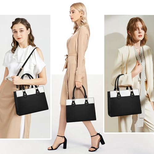 Image of CHICAROUSAL Crossbody Purses and Handbags for Women PU Leather Tote Top Handle Satchel Shoulder Bags (d Black- White)