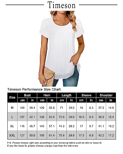 Timeson Ladies Tops And Blouses,Womens Tunic Tops Short Sleeve,Summer Women's Business Casual Tops Dressy Long Shirts To Wear With Leggings Loose Fit Fancy Fashion Trendy Office Work Clothes White Xl #TOP5