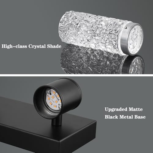 Image of Modern Vanity Light, 6-light Black LED Vanity Light Fixture, Crystal Bathroom Lighting Fixtures over Mirror, Wall Lighting Fixtures for Bath, Wall Sconce for Bedroom Living Room, 27W Warm White