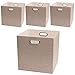 Posprica Boîte de Rangement Pliable pour étagère, tiroirs, Armoire, Placard, Tissu épais avec Scintillement, Beige, 13''/4pcs