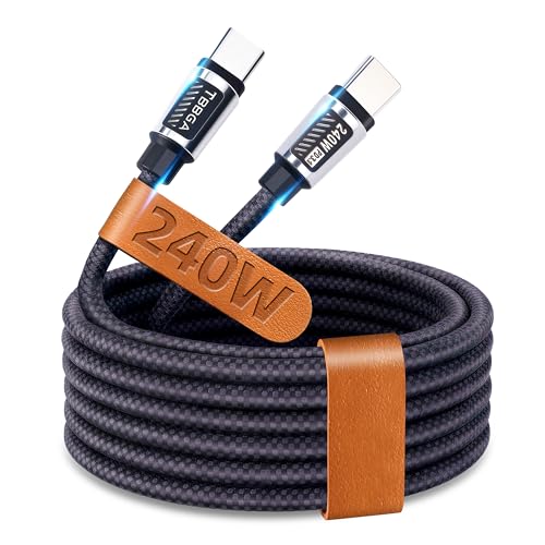 TBBGA 240W USB C to USB C Cable，5FT Nylon Braided Type C Fast Charging Cable for iPhone...