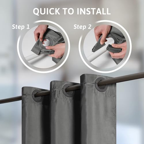 Furlinic No Hook Extra Long Shower Curtain Polyester Fabric 72x84 Dark Grey by Furlinic - Used condition - Image 2