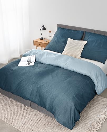 lionto Renforcé Reversible Bed Linen, 155 x 220 cm, 100% Cotton