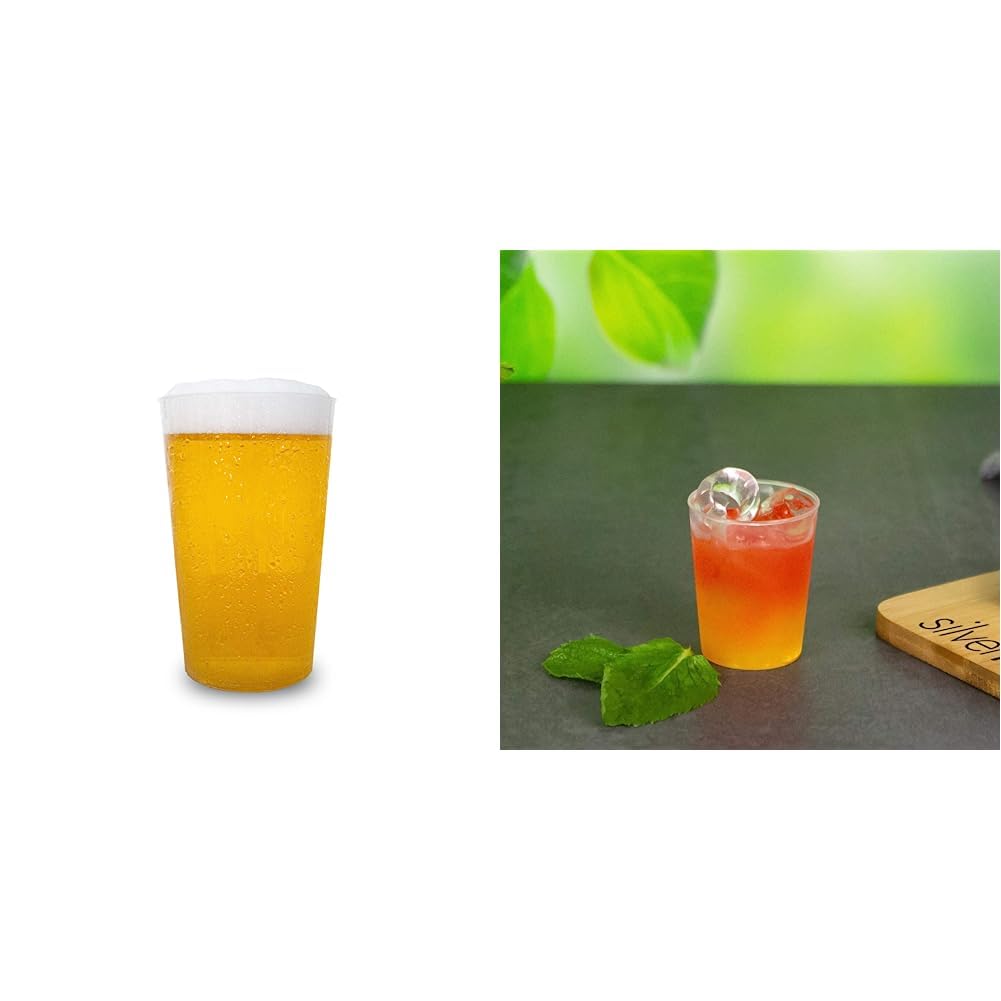 30 Stück Mehrweg Hartplastikbecher 0,5l - Plastik Bierbecher bruchsicher & 100x Schnapsgläser Plastik 4cl, Mehrweg Shotgläser mit Eichstrich