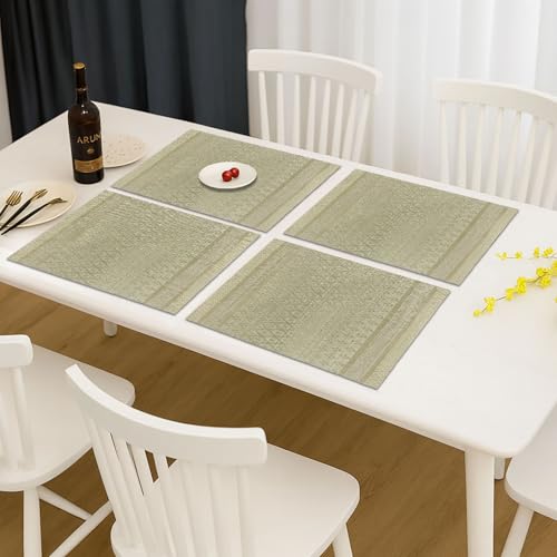 Image of Amazon Brand - Umi PVC Vinyl Diamond Design Placemat ST0769TH - Heat Resistant, Wipe Clean, Anti-Skid Table Mats for Dining Table, KitchenHome Decor (30x45 CM Gold Set of 4)