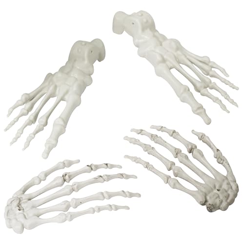 Halloween Skeleton Hands Skeleton foot Realistic Life Size Severed Plastic Skeleton Hands foot for Haunted House Halloween Vampire Zombie Party Decorations Supplies (Hands foot)
