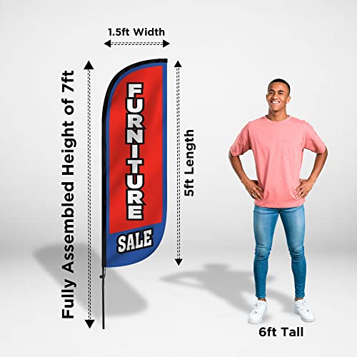 Lookourway Feather Flag Set - 5Ft Tall Advertising Banner Flag With Pole Kit And X-Stand For Business Promotion - Furniture Sale #TOP3