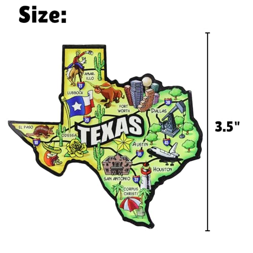 Imán Acrílico Mapa Texas Colorido 3.5 x 3.5 Pulgadas miniatura 5