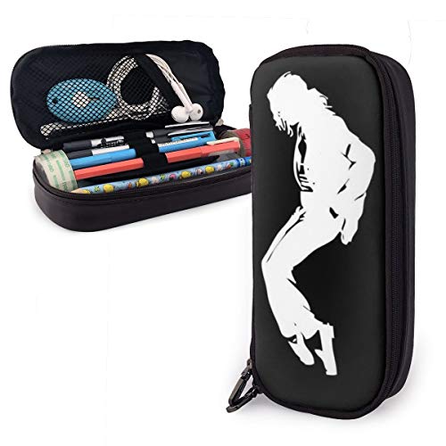 Preisvergleich Produktbild Michael Jackson Federmäppchen, Leder, großes Fassungsvermögen, mit robustem Reißverschluss für Schreibwaren und andere Schulutensilien
