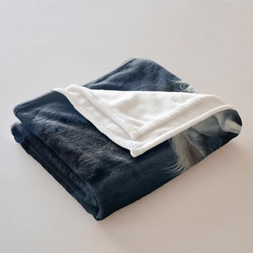 Couverture douce flanelle motif équestre finitions de qualité