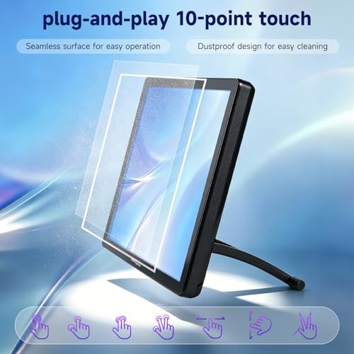 Image of 17-inch 10-point capacitive LED touchscreen monitor, true flat seamless touchscreen, 1280x1024 resolution, VGA /HDMI input, plug and play, driver-free, suitable for POS retail and catering systems
