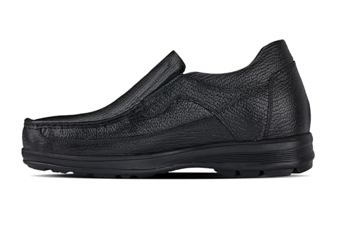 CALTO Men's Invisible Height Increasing Elevator Shoes - Black Premium Leather Slip-on Lightweight Casual Loafers - 3 Inches Taller - G1825 - Size 8 D(M) US3