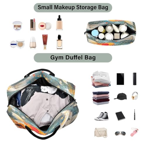 Colorful Fish Travel Duffle Bag Gym Bag Weekender Bags with Toiletry Bag Travel Trip Tote Bag4