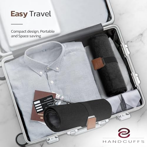 Image of Handcuffs Toiletry Bag for Men & Women Travel Essentials | Water-Resistant | Compact Bathroom Roll | Gifts Kit | Toiletry Accessories | Organizer for Hygiene | Shaving kit | Grooming Pouch (Black)