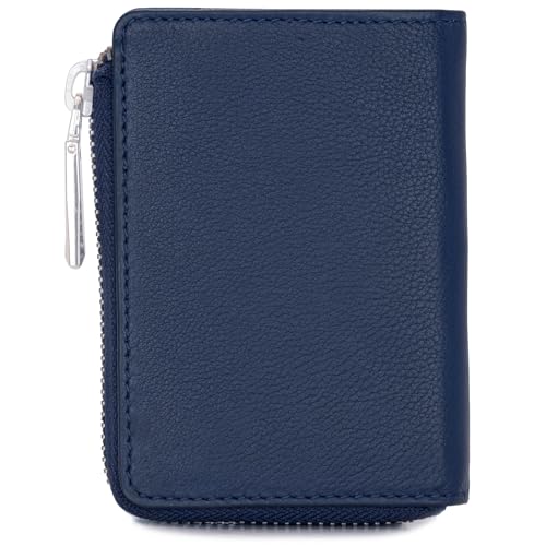 Image of HORNBULL Steve RFID Blocking Leather Wallet for Men | Vertical Credit Debit Card Holder (Navy1)