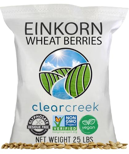CLEAR CREEK Certified Glyphosate Residue Free Einkorn Wheat Berries | 25 lb bag | Non-GMO Project Verified