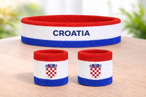 Image of Suddora Country Headband & Wristbands Set (Includes 2 Wrist & 1 Head Sweatband), Highly Moisture Wicking